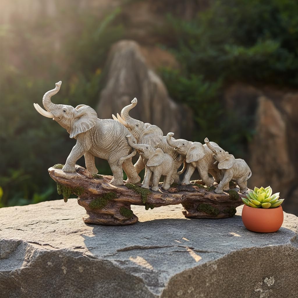 14 Inch Elephant Statue, African Family Figurine