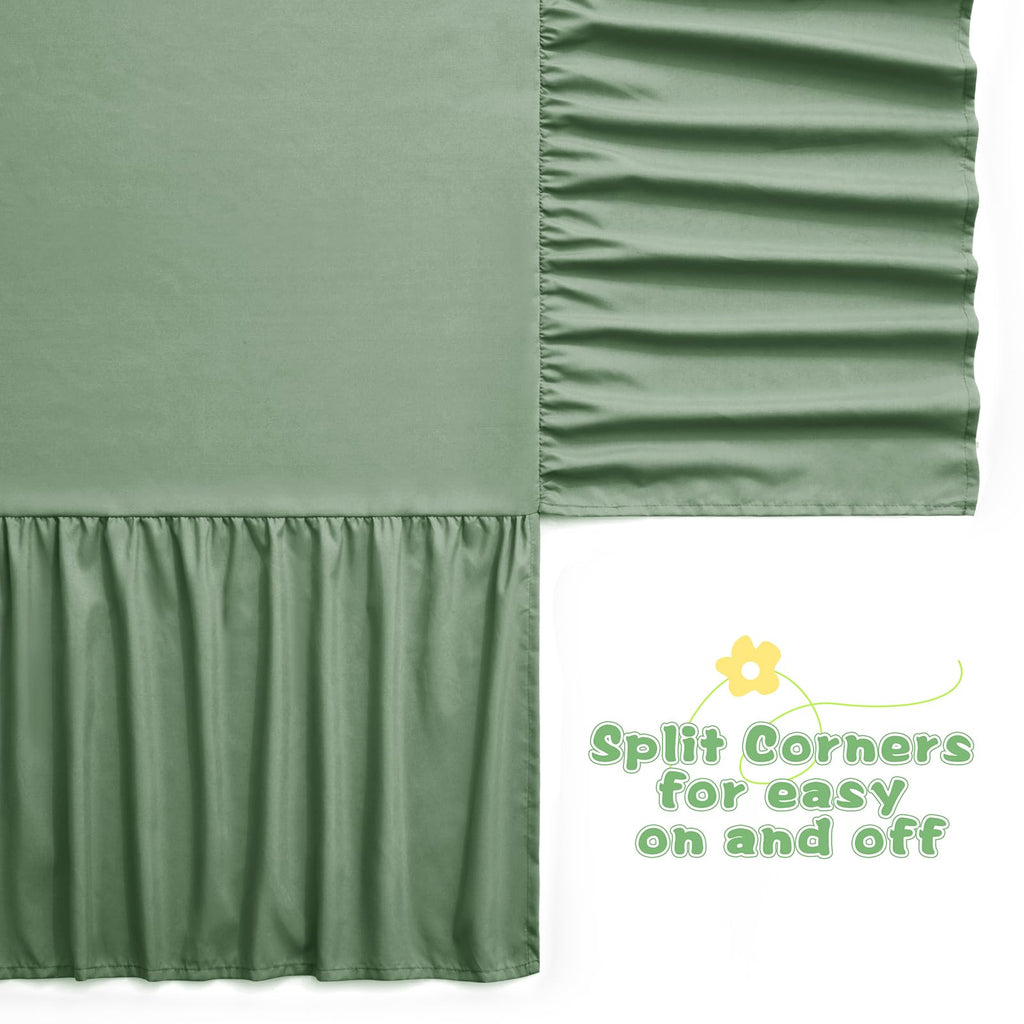 Sage Green Crib Skirt Dust Ruffle, Microfiber Crib Bed Skirt