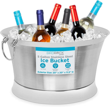 Double Wall Beverage Tub - Stainless Steel Ice Bucket, Metal Drink Cooler with Handles, for Parties & Events