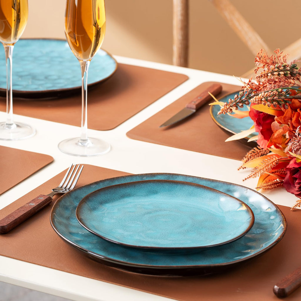 Porcelain Dinnerware Set for 4, 12-Piece Plates and Bowls Set for 4, Modern Stoneware Dinnerware Chip and Scratch
