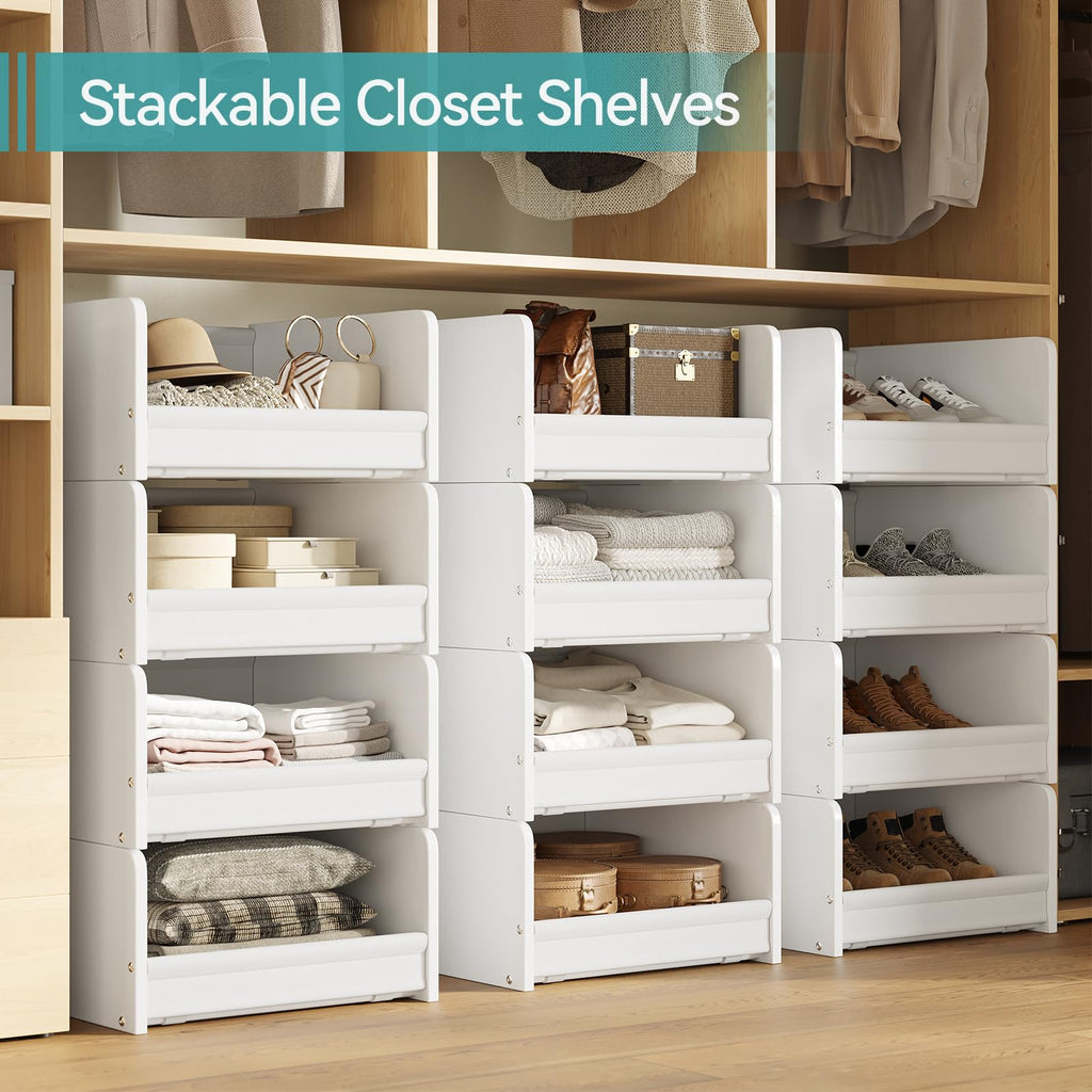 Closet Storage Organizer with Wood Frame & Fabric Shelves
