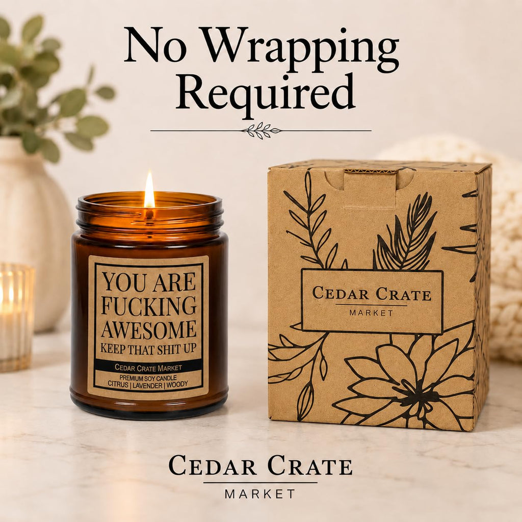 You are Fucking Awesome Candle, Funny Encouragement Gift for Friends Coworkers Family, Citrus Lavender Woody Scented