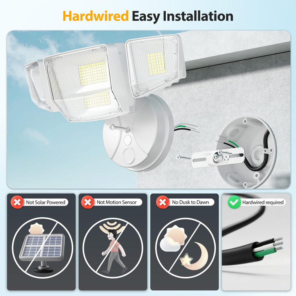 90W Flood Lights Outdoor, Ultra Bright 4-Head LED Security Light with Switch Control, IP66 Waterproof 6500K