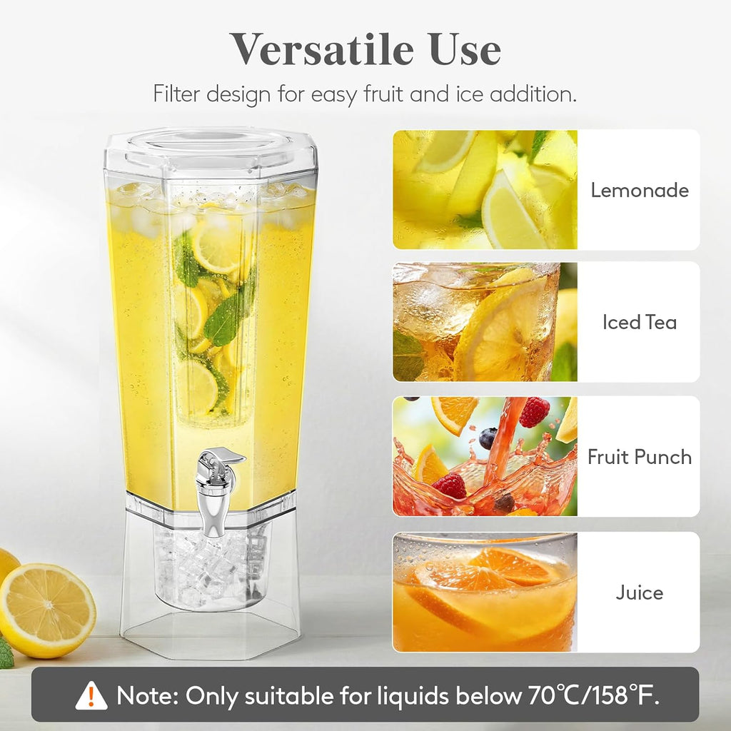 1.6 Gallon Drink Dispenser for Parties with Fruit Infuser - Set of 2