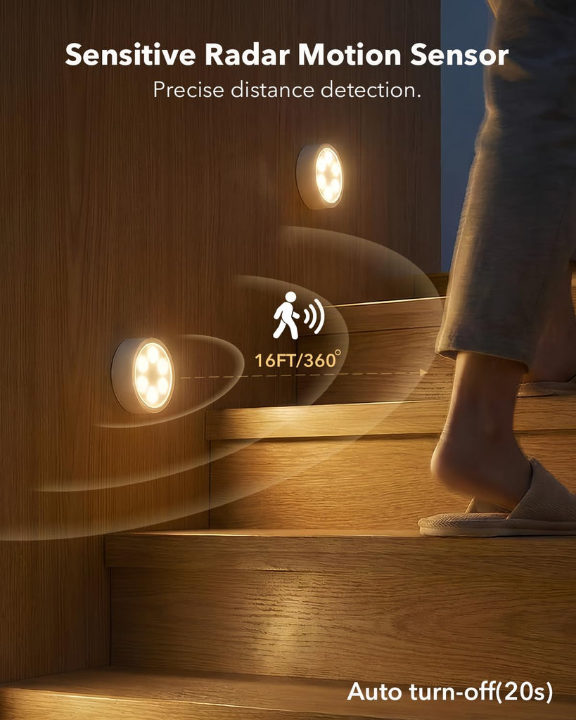 USB Rechargeable Puck Lights, Motion Sensor Cabinet Lighting