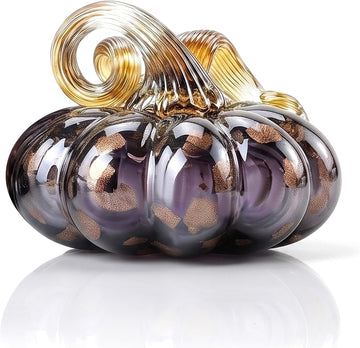 Purple Blown Glass Pumpkin Art Glass Fall Decor Pumpkin Thanksgiving Table
