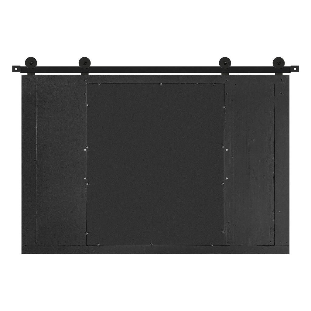 Farmhouse Barn Door Mirror - 37" x 26" Wall Mirror Rustic Black