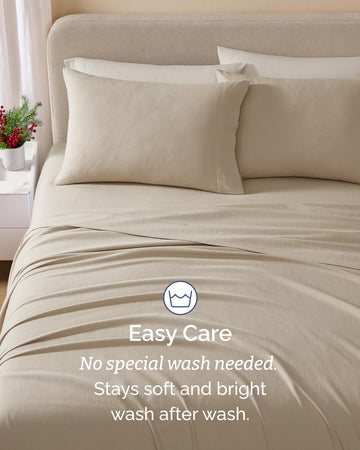 Cotton Flannel Bed Sheet Set - 100% Cotton Flannel Sheets - Cream