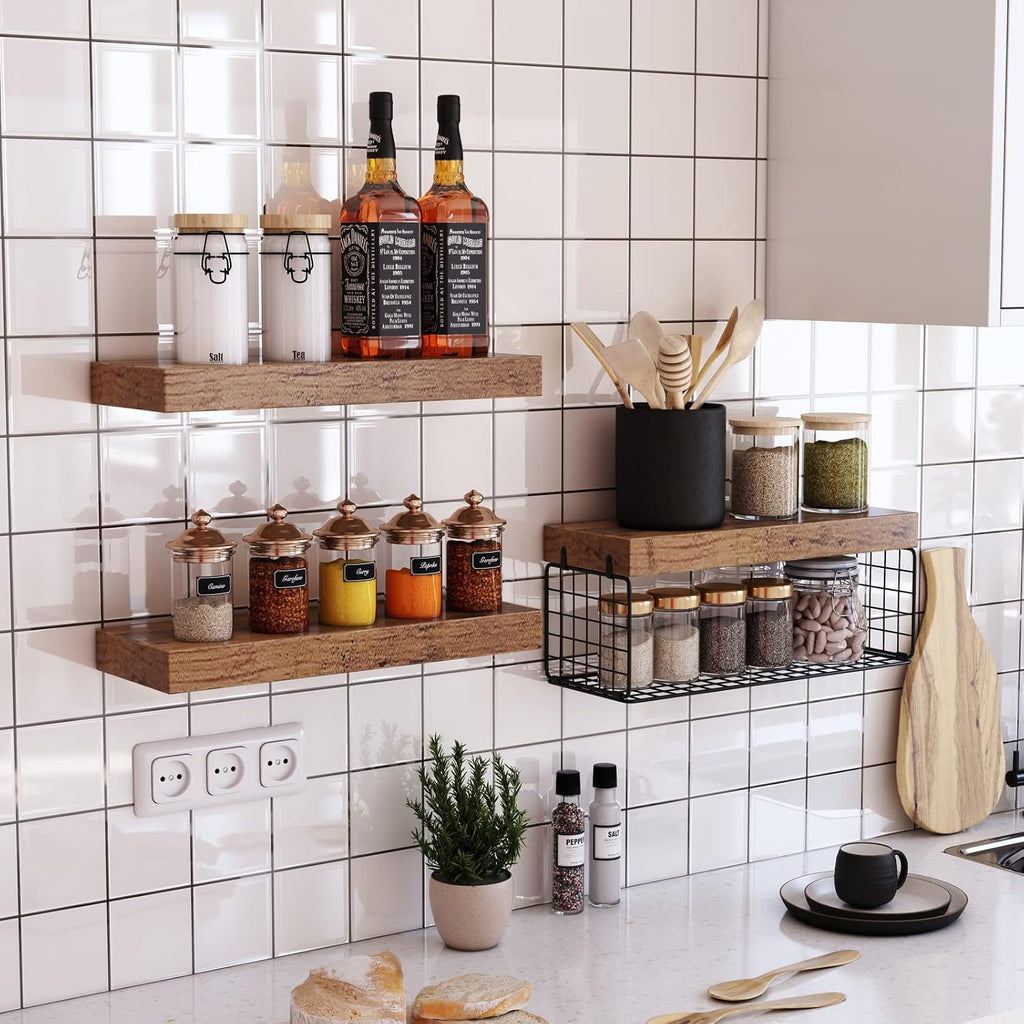 Bathroom Shelves Over Toilet - Wall Mounted Floating Shelves Toilet Paper Storage Small Farmhouse Decor Shelf 16 inch