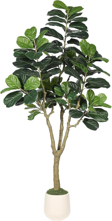Artificial Fiddle Leaf Fig Tree 6ft for Faux Plants Indoor Home Green Decor