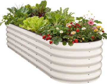 Galvanized Raised Garden Bed 8×2×1.5 FT, Round Metal Raised Garden Bed Outdoor Planter Box with Open Bottom