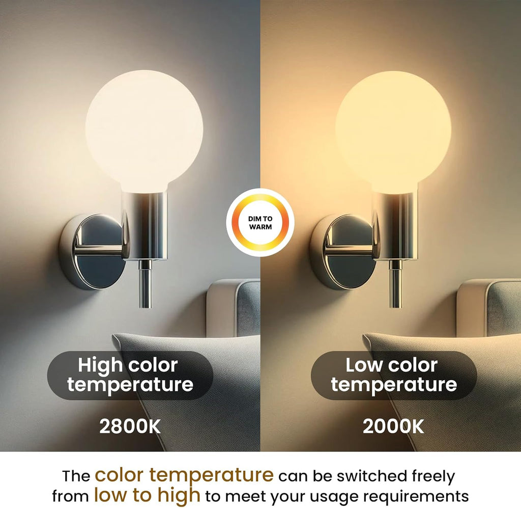 LED Large Globe Oversized Bulb D5.9' G47/ G150 7W=60W E26 Dim to Warm 2000K-2800K High Color Accuracy CRI95
