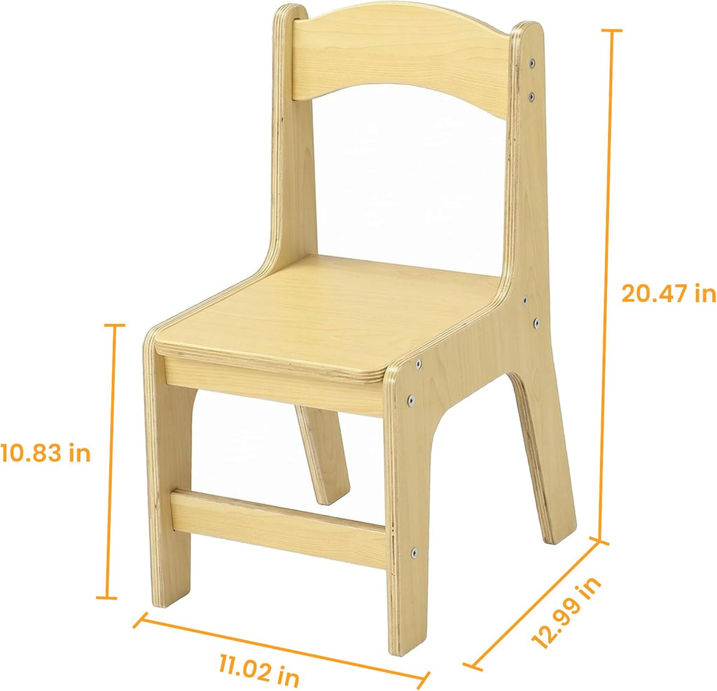 Solid Wood Toddler Chair -Ergonomic Kids Wooden Chair with Anti-Slip Feet, Rounded Corners, Easy Clean Finish