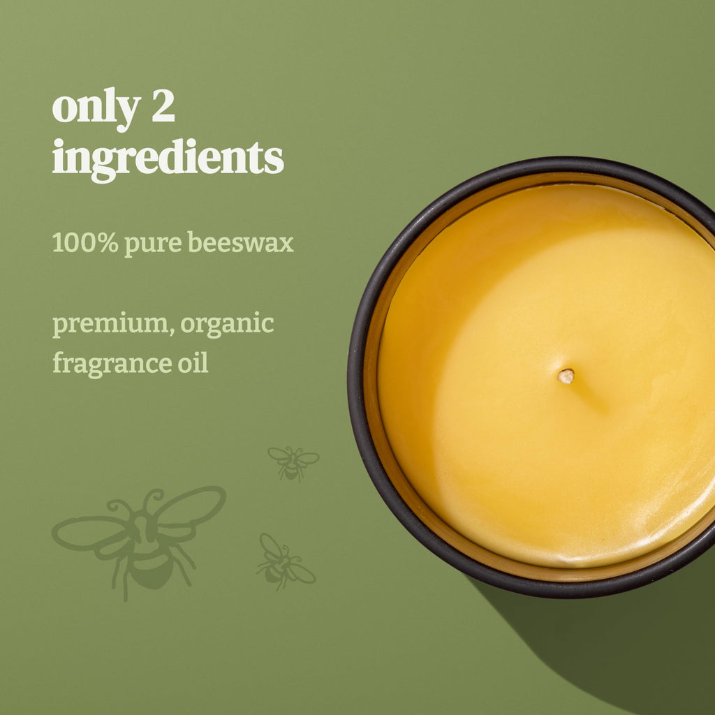 Apple Bourbon Organic Beeswax Candle | 2 Ingredients | 100% Pure Beeswax Candles, Non Toxic, Natural, Organic