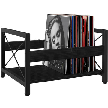 Vinyl Record Holder, Wooden Record Crate Fits 7" -12" Records