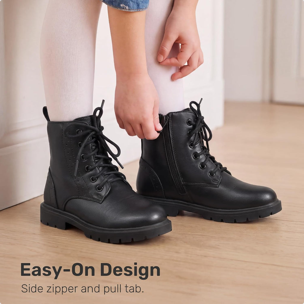 Girls Ankle Combat Boots Boys Kid Shoes