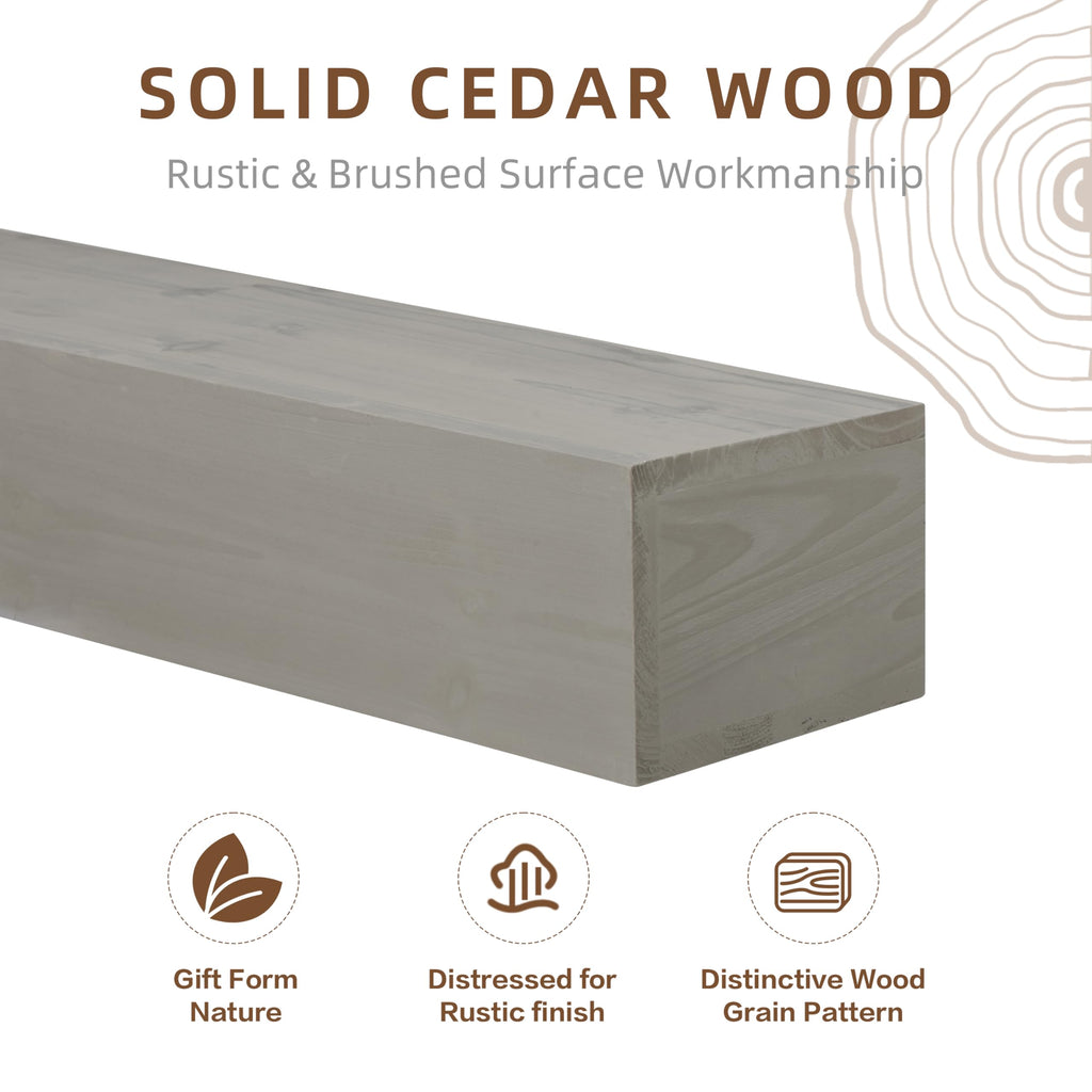 72" Rustic Wood Fireplace Mantel | Wall-Mounted & Floating Shelf Decor