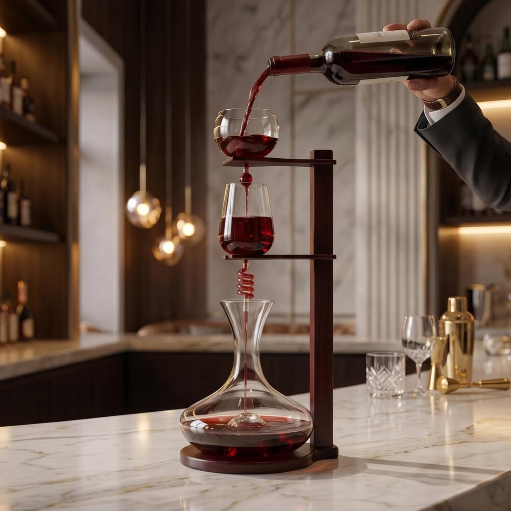 Wine Tower Decanting & Aerator Set by - Unique Wine Decanter - 3 Aerating Parts - Upper, Middle & Lower Aerators - Set of 3