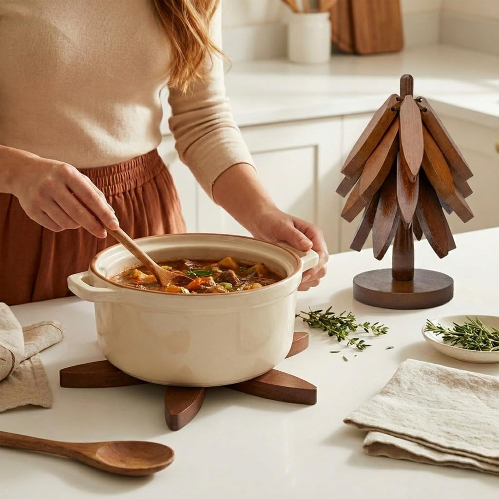 Tree Shaped Wooden Trivets for Hot Dishes, Pots & Pans - Hot Pads