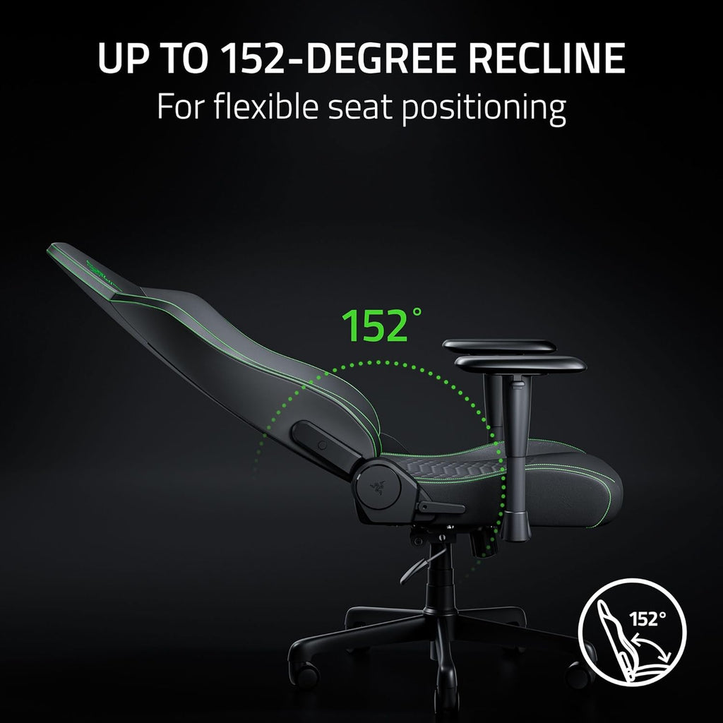 Iskur V2 X NewGen Ergonomic Gaming Chair, Black/Green | Gen-2 EPU Leather with CoolTouch, Lumbar Support, Ultra-Wide