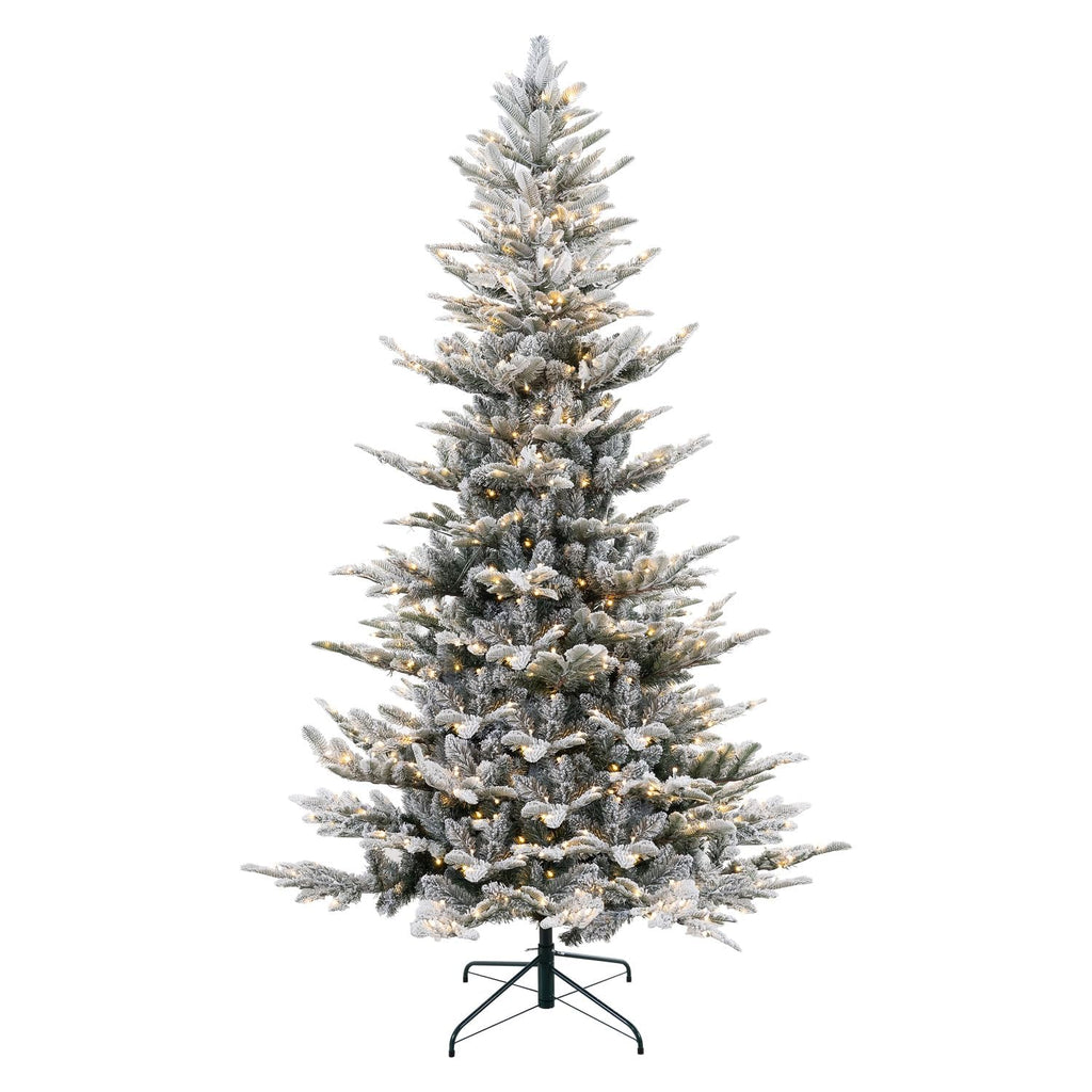 6.5ft Artificial Prelit Snow Flocked Rustic Christmas Tree