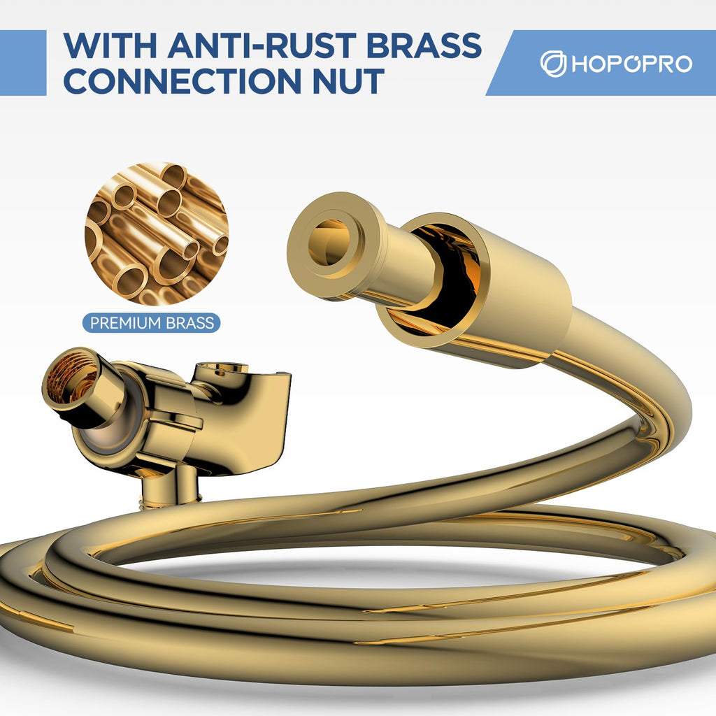 High Pressure Handheld Shower Head Set with 6 Shower Settings, Gold