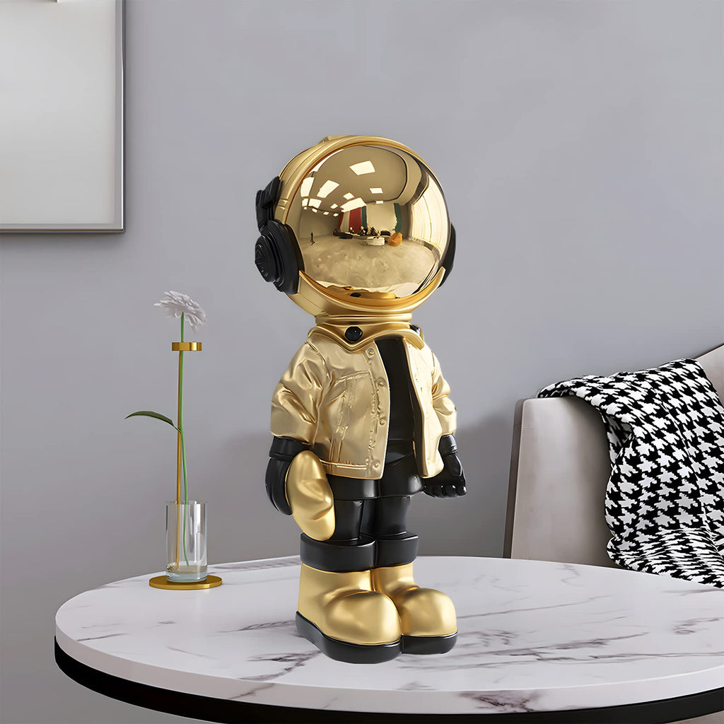 Astronaut Statue, Spaceman Sculpture Polyresin Figurine Gold