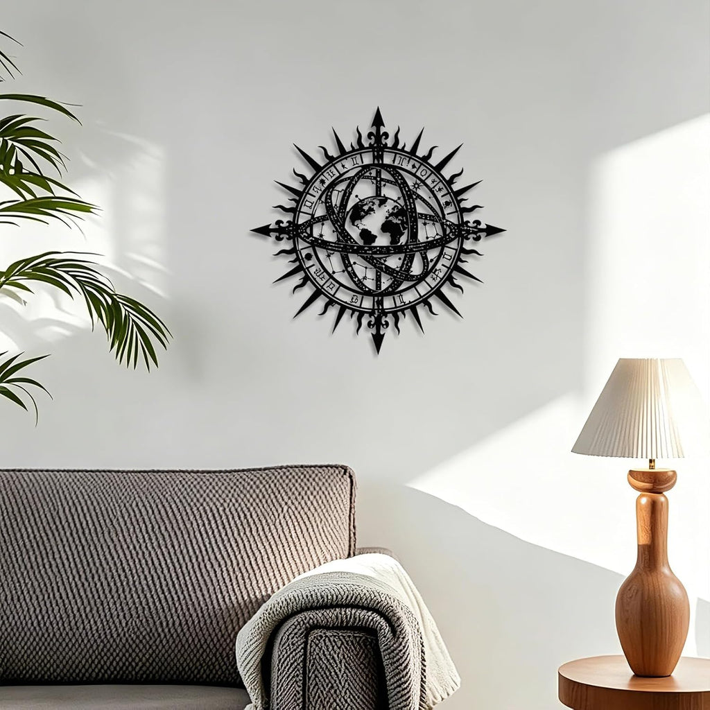 Celestial Globe Armillary Sphere Metal Wall Art Metal Signs Metal Outdoor Decor Wall Art Decor Vintage Gothic Artwork