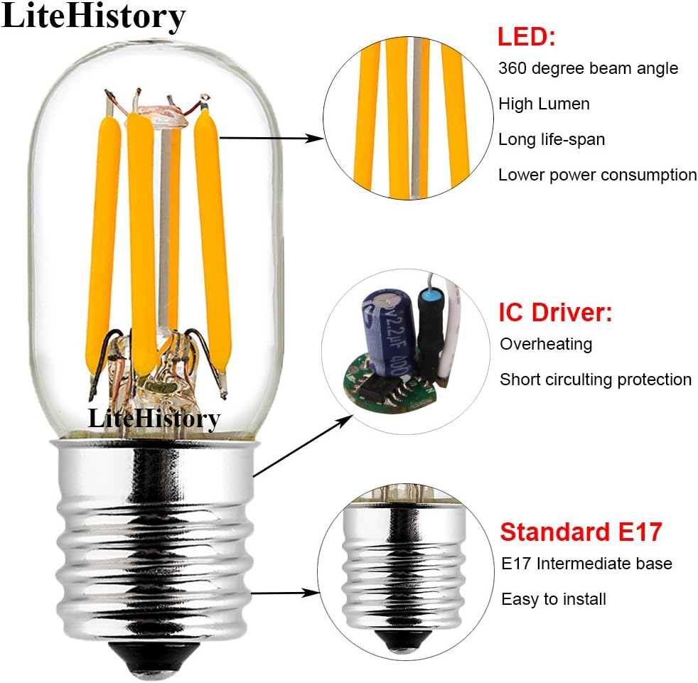 T22 E17 Appliance Bulb,Microwave Light Bulbs Under Hood,2700K