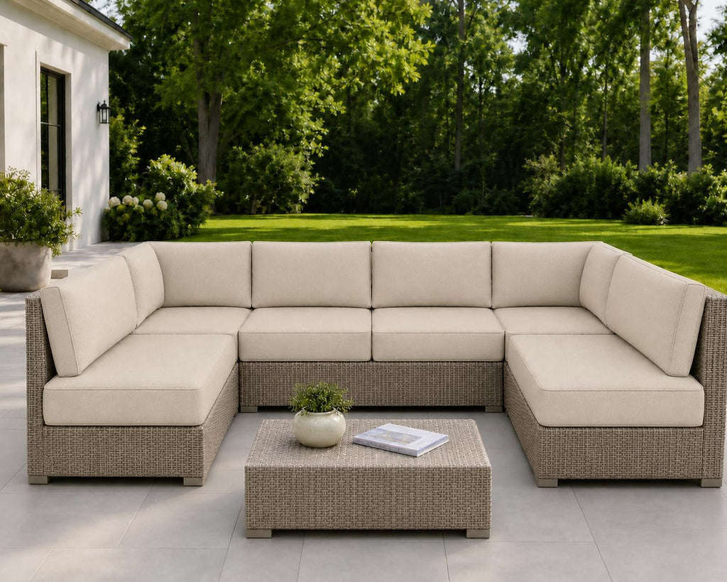 14 Piece Patio Cushion Covers Replacement, Waterproof Outdoor Furniture Covers with Reinforced Zippers and Non-Slip