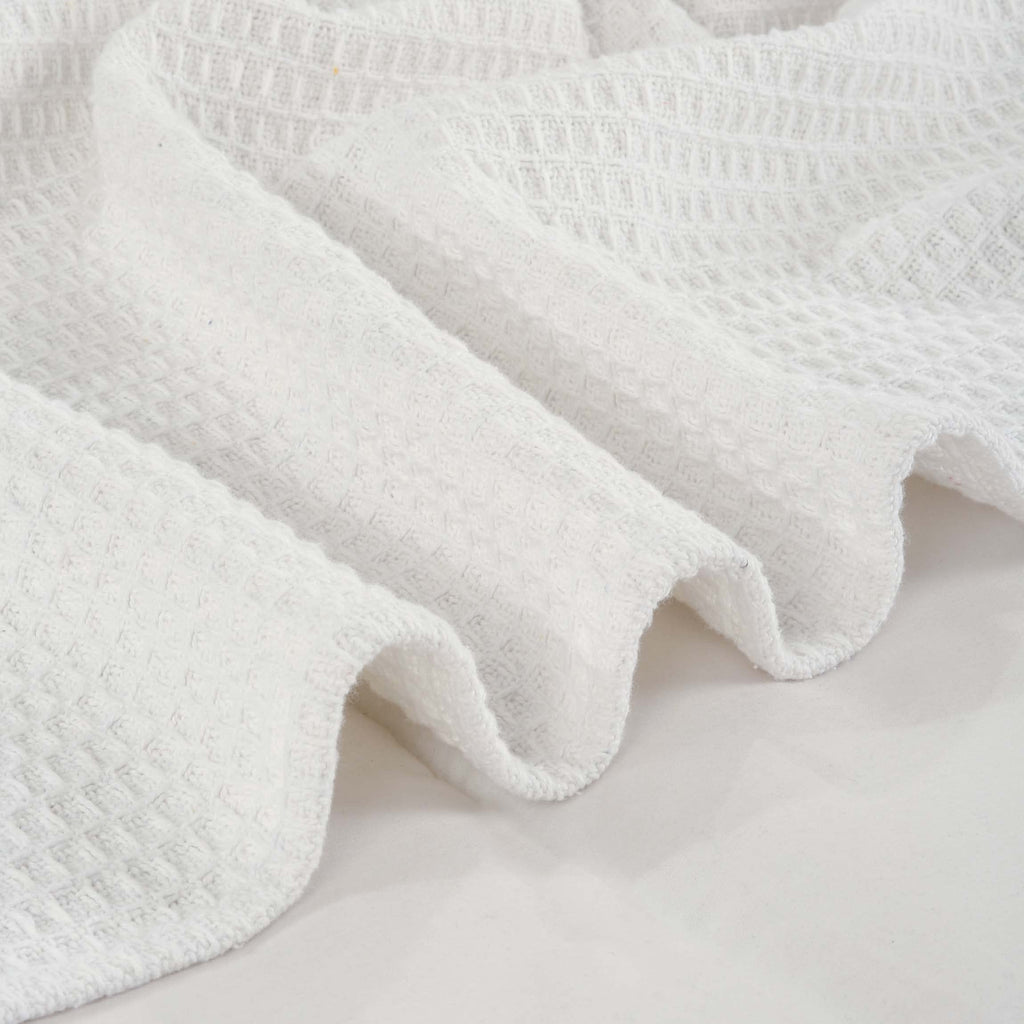 100% Cotton Waffle Weave Blanket, Twin Size 60 x 90 Inches, 300 GSM Lightweight Breathable Cooling Bed Blanket for