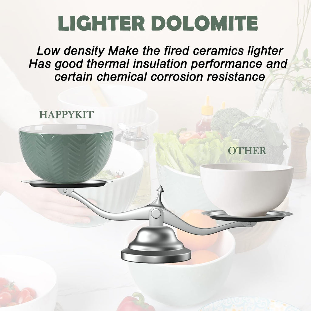 Ceramic Nesting Mixing Bowls, Set of 3 Avocado Green