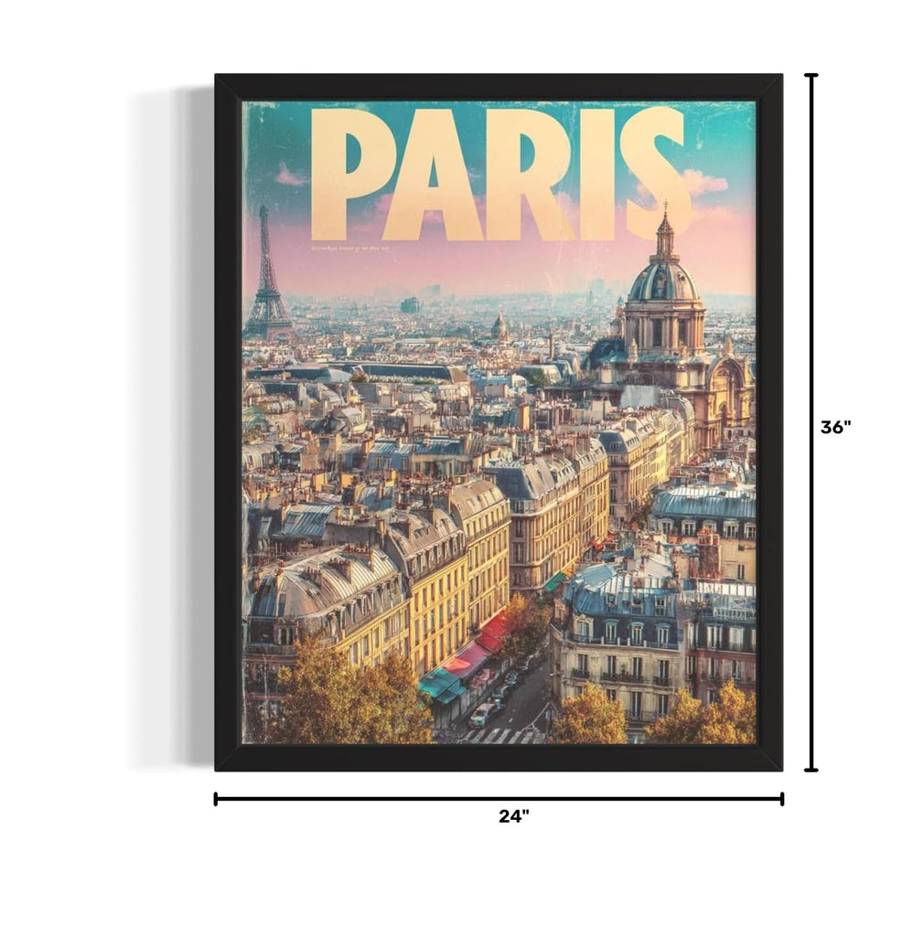 Paris, France Unframed Print Poster, Europe Vintage City Retro Photography Skyline Travel Bedroom Bathroom Living