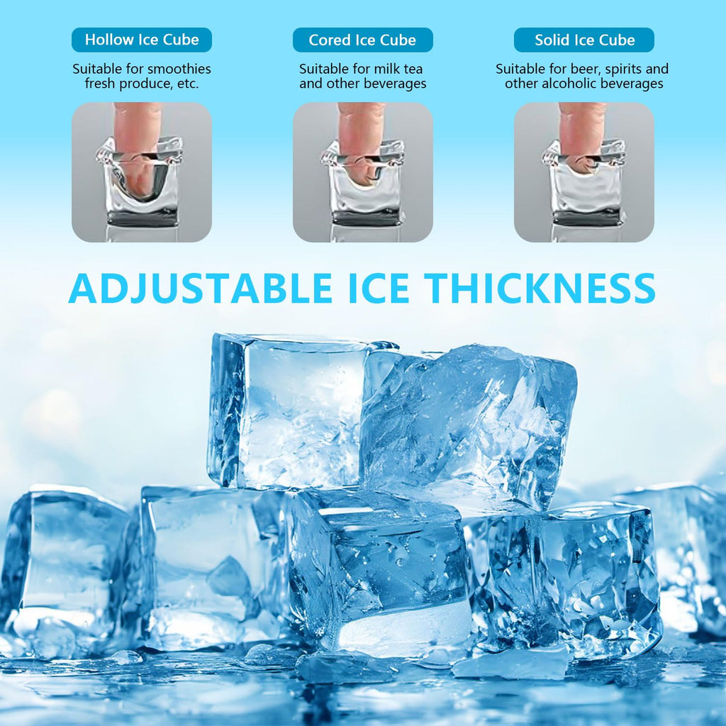 Ice Maker Countertop, 2 Ways to Add Water, 33lbs/24Hrs, 24 Pcs Ready in 13 Mins, Auto-Cleaning Portable Ice Maker