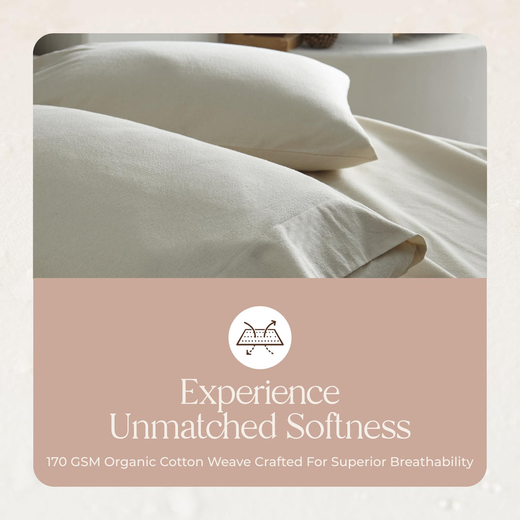 100% Organic Flannel Sheets - GOTS Certified 100% Cotton Flannel Sheets Set with Comfortable Soft Brushed