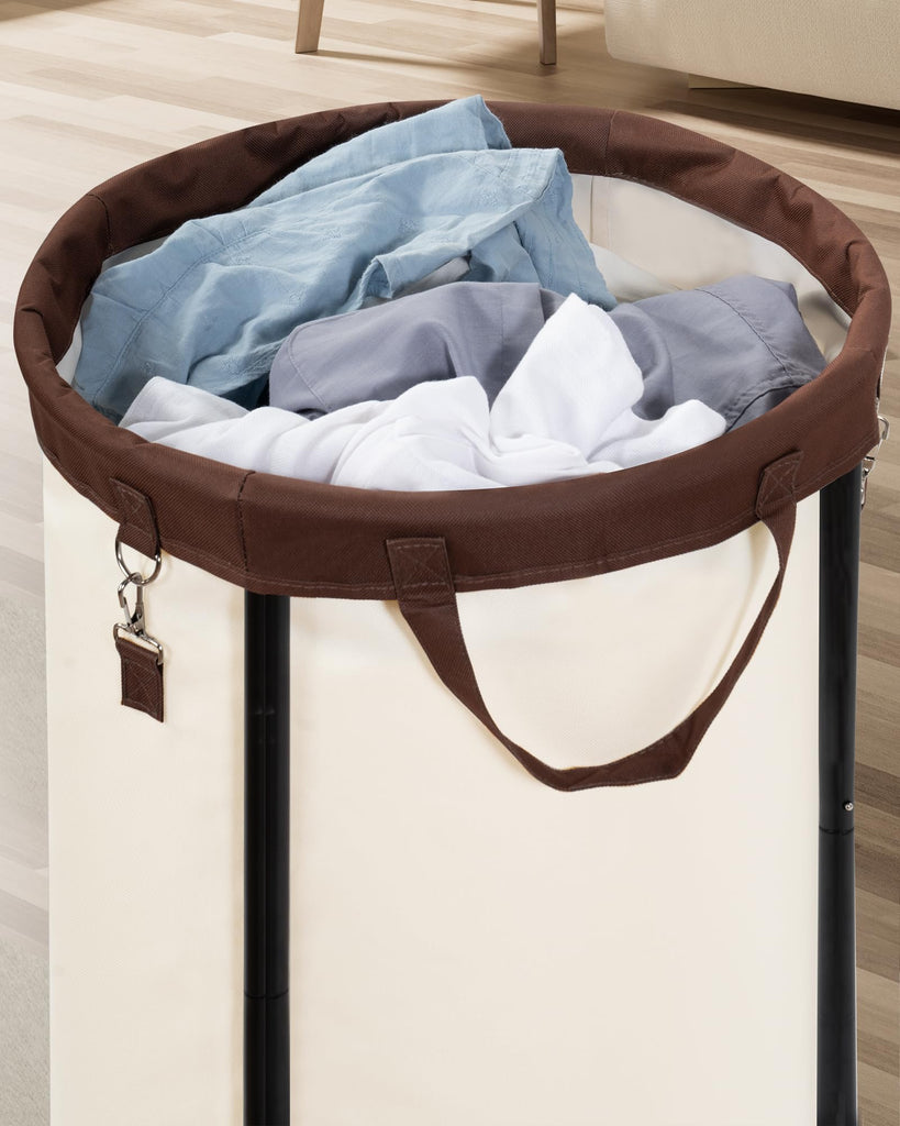 Rolling Laundry Hamper with Wheels 110L Laundry Basket, Round Laundry Cart with Metal Frame and Removable Bag