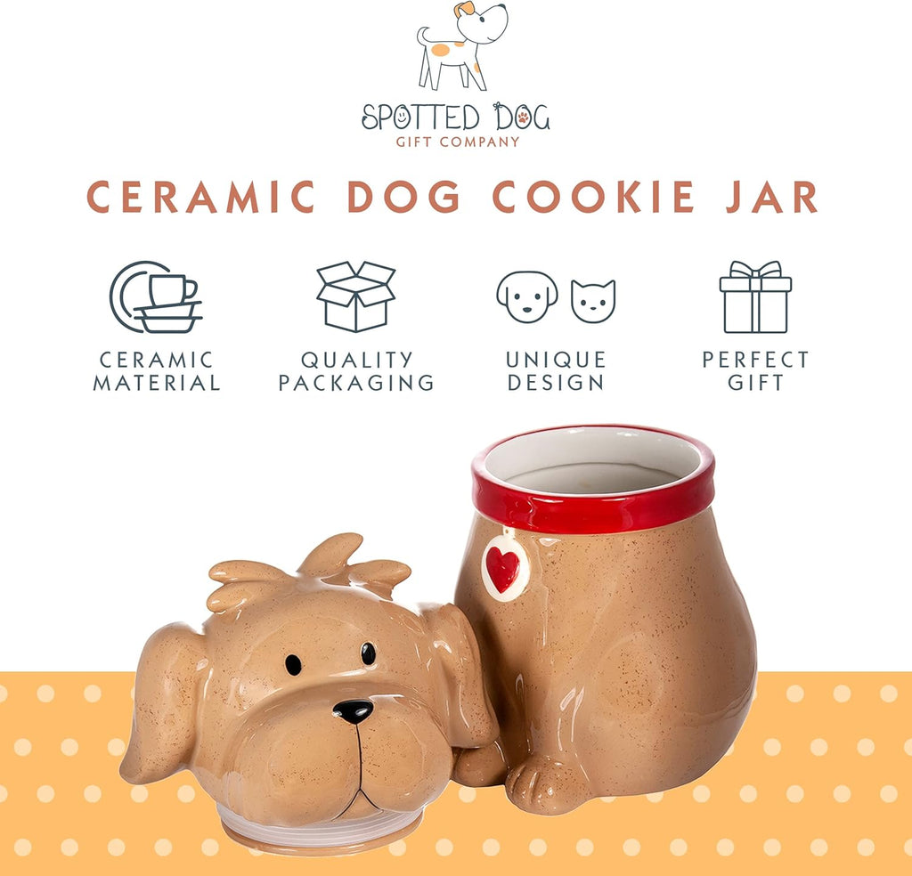 Ceramic Cookie Jar with Lid, Large Dog Treat Jar for Cookies & Biscuits, Cute Novelty Storage Container Counter
