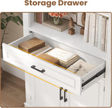 Farmhouse Bookshelves and Bookcases with Doors and Drawer, Bookshelf with Storage