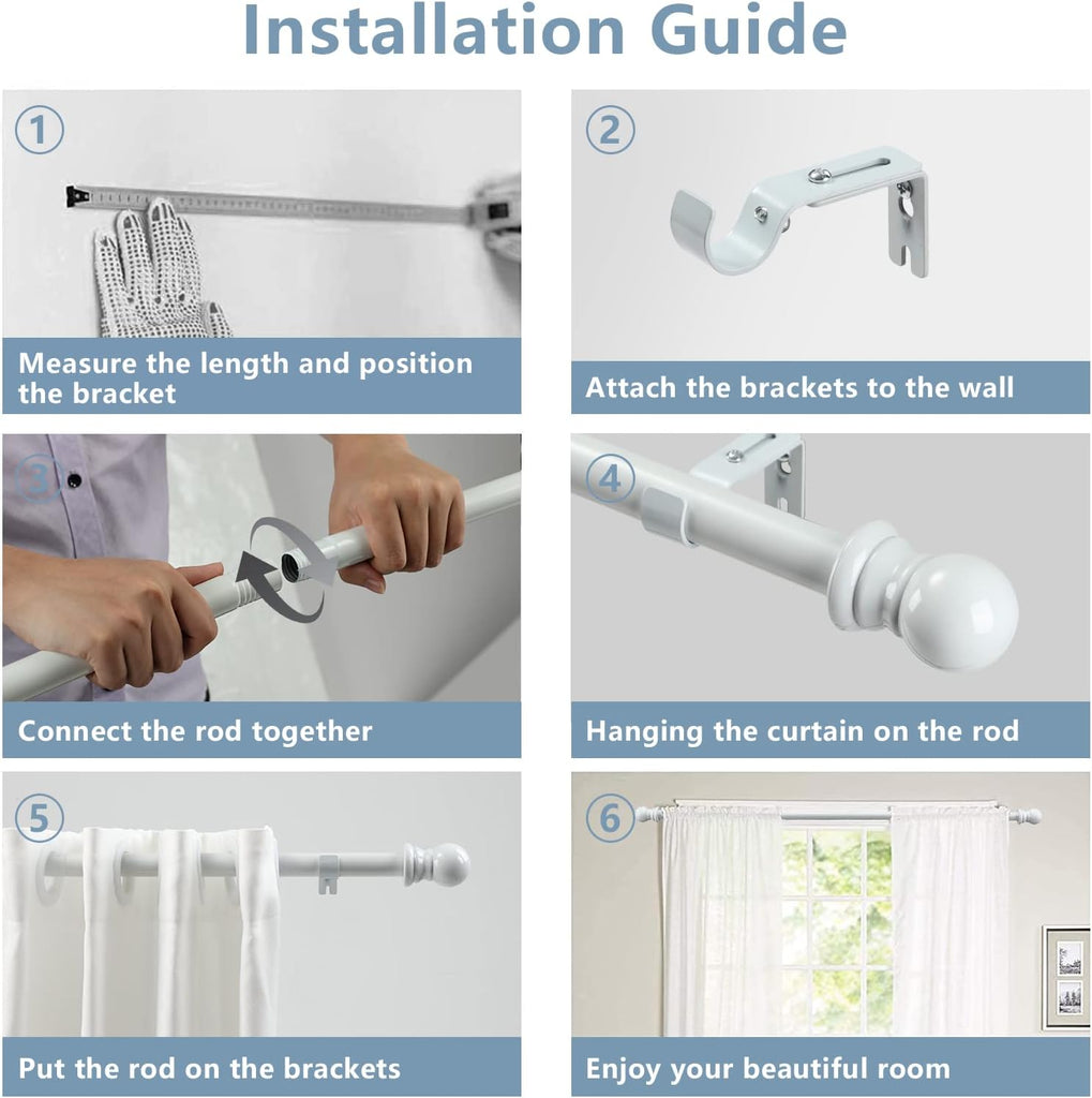 Decorative Curtain Rods for Windows - 1 Inch Heavy Duty Basic Curtain Rods,Adjustable Drapery Pole