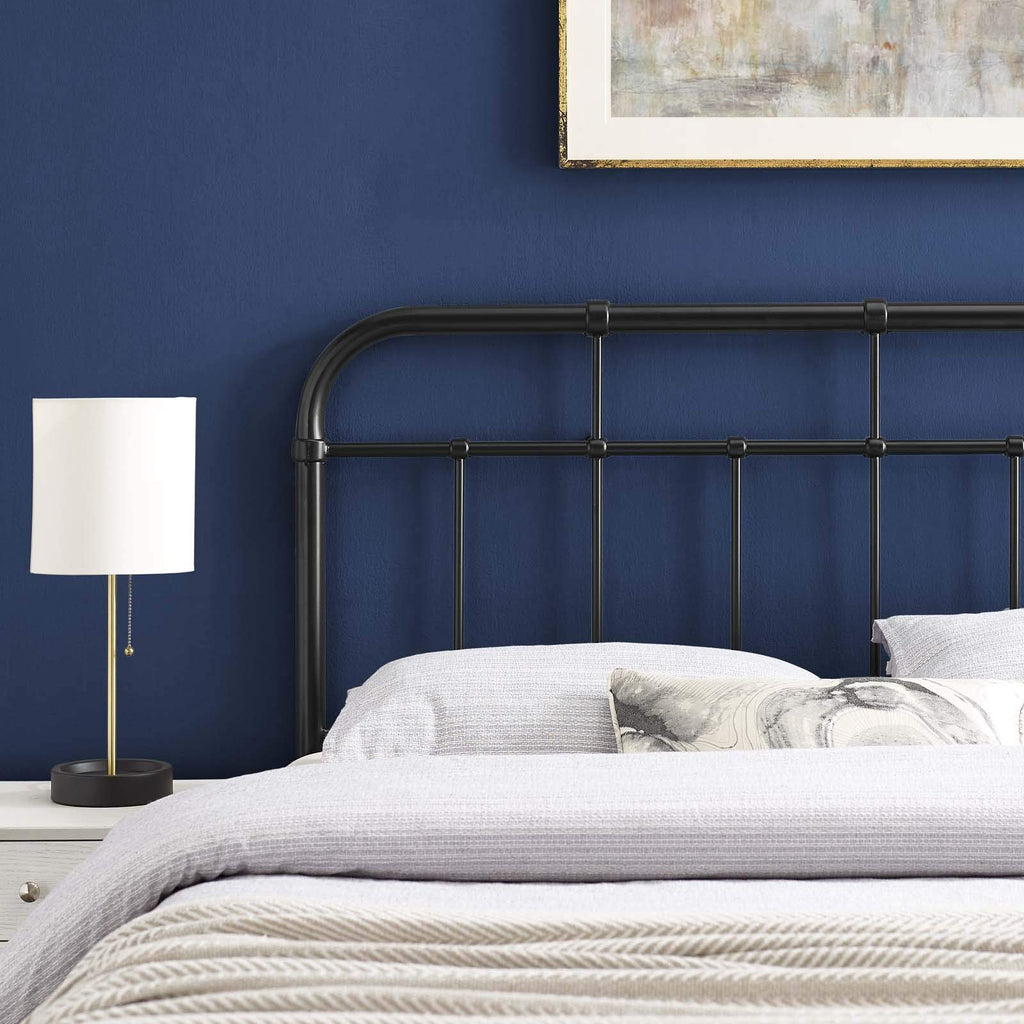 Alessia Modern Farmhouse Metal Headboard in Black