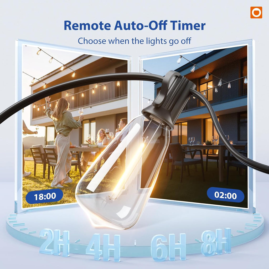 200FT(50FT*4) Outdoor String Lights ST38 LED with Remote Waterproof