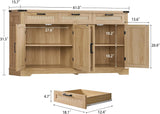 61” Large Buffet Cabinet with Storage, Sideboard Cabinet with 4 Doors and 3 Drawers, Farmhouse Buffet Table