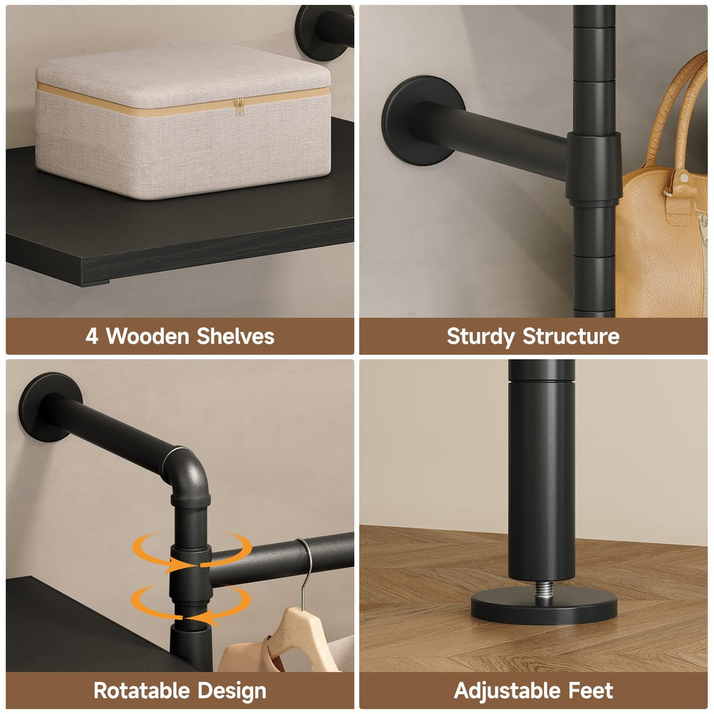 T3 Wall Mounted Industrial Pipe Closet Organizers Storage System
