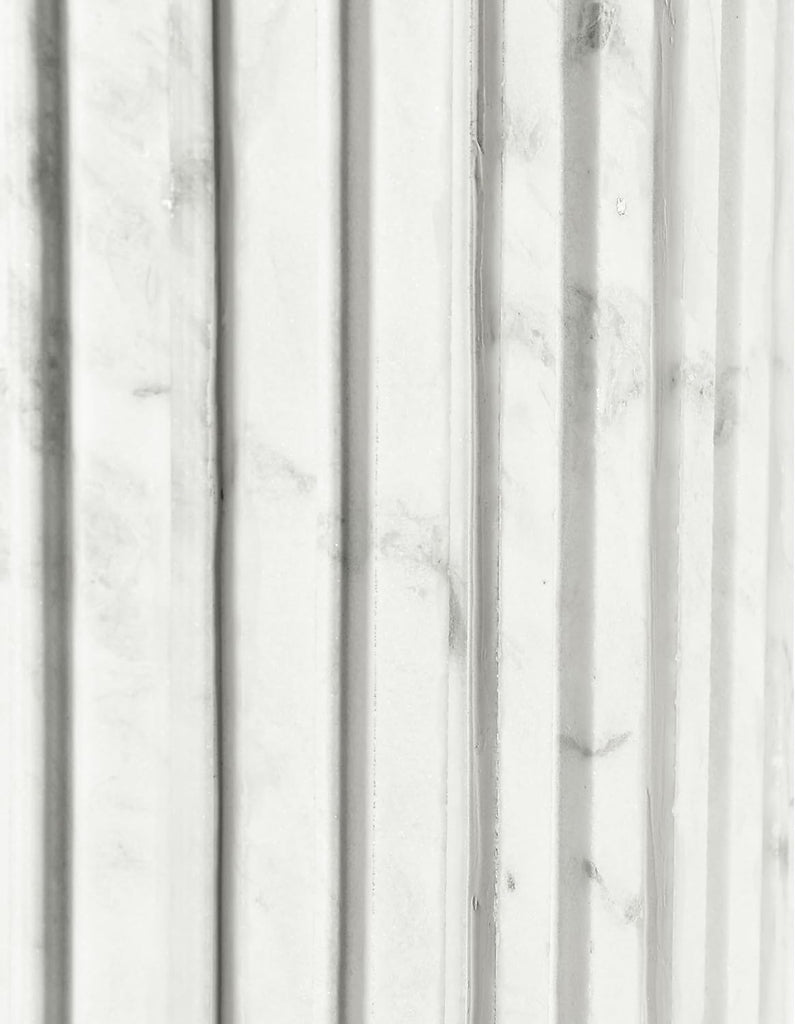 248White-DT48 Genoa Collection Art Deco Dining Table with Handcrafted Genuine Marble, White Marble with Light Grey