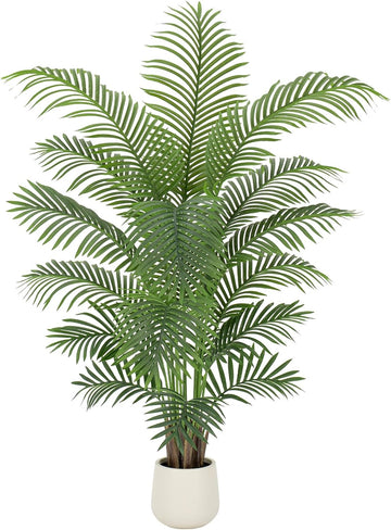 6ft Artificial Palm Tree Tall Faux Palm Tree Indoor Large Fake Plants with 18 Trunks Artificial Plants with White Pot