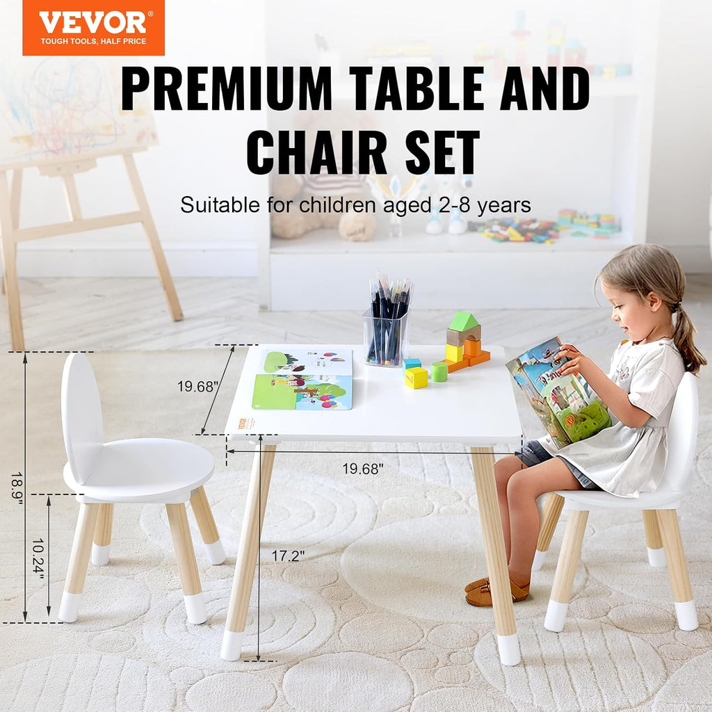 Kids Table and Chairs, Toddler Table and Chair Set, Children Wooden Multi-Activity Table for Play, Art, Craft