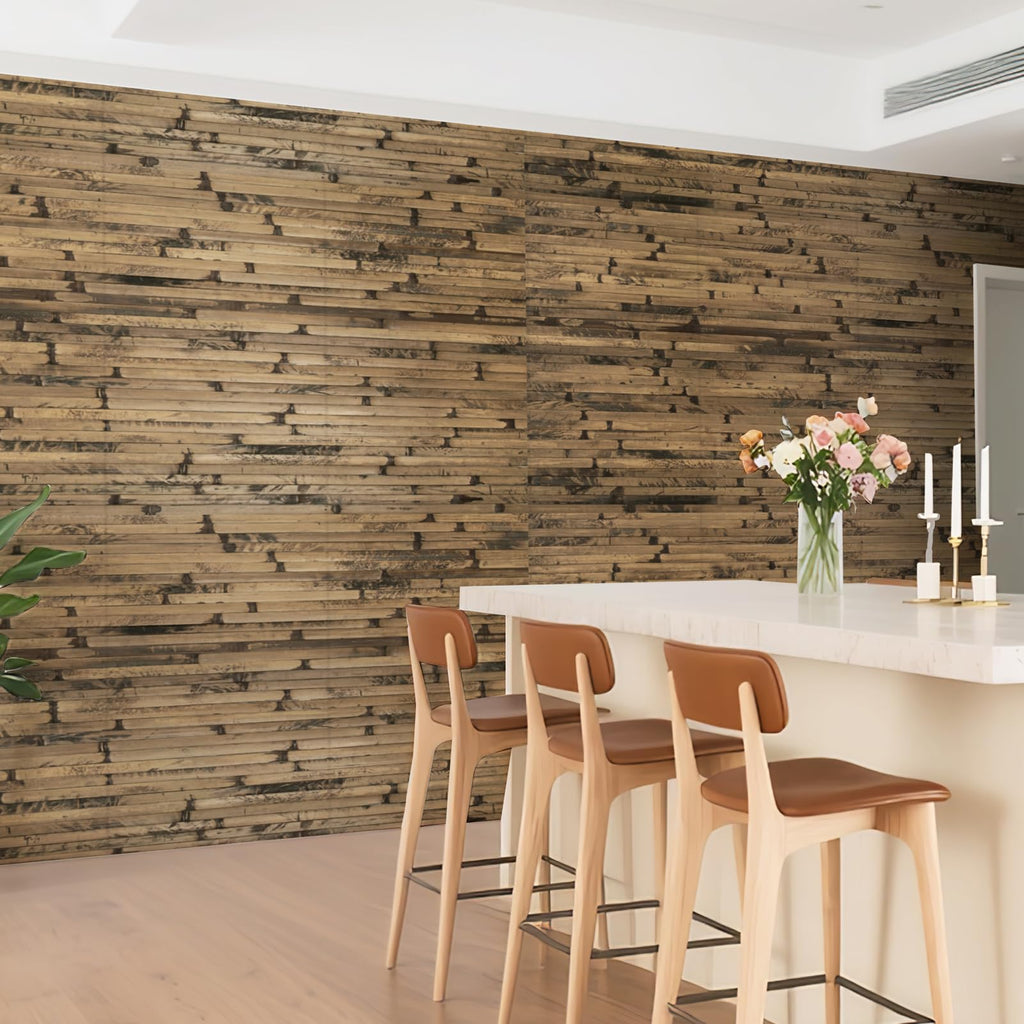 Natural Bamboo Wall Panel, 12 x 96 Inch, Dark Burned