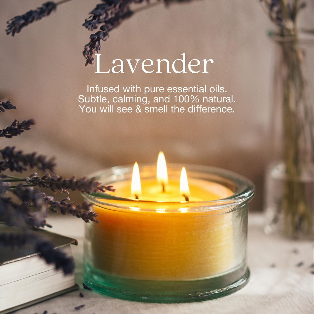 Botanica Beeswax 3-Wick Candle, 10 oz, Lavender Essential Oil
