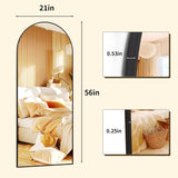 56"x21" Arched Full Length Mirror Floor Mirrors with Aluminum Alloy Frame Free-Standing Wall Mounted Floor Mirrors or