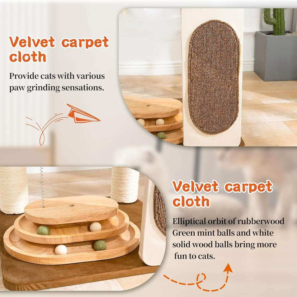 Modern Cat Tree for Indoor Cats, 30 in Cat Tower with Basket Bed